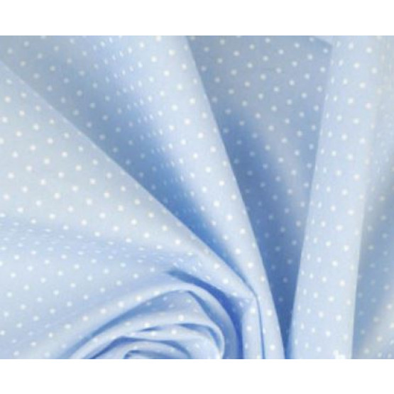 Tecido Tricoline Est Poá branco Fundo Azul Claro Largura 150cm 100%Algodão 115gr/m2 Conserv1-J/2-2/3-2/