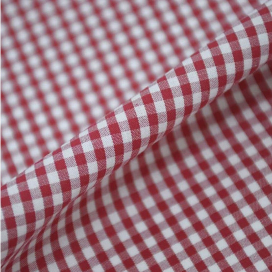 Tricoline Xadrez Pequeno Vermelho e Branco - 100% algodão - Bem